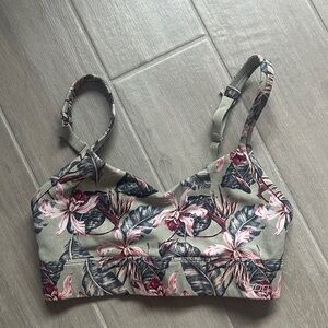 Lorna Jane Floral Print Sports Bra - Pink and Gray